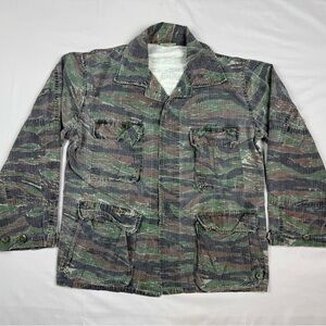 Vtg Tiger Stripe Camo BDU Jacket Sz Medium Military Combat B4